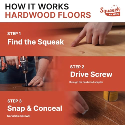 SQUEEEK NO MORE Counter-Snap Screws for SQUEEEK NO MORE Squeaky Floor Repair Kit – Replacement Screws – Zinc-Plated, Rust-Resistant for Hardwood, Carpet, Vinyl & Linoleum Floors (250 Count) 250