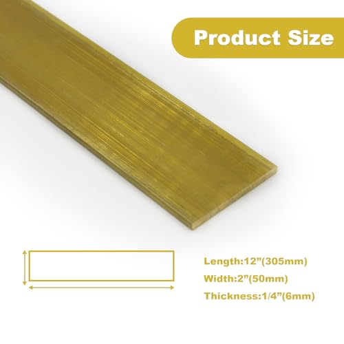 1/4" x 2" C360 Brass Flat BAR 12" Long Solid .250" Plate Mill Stock H02