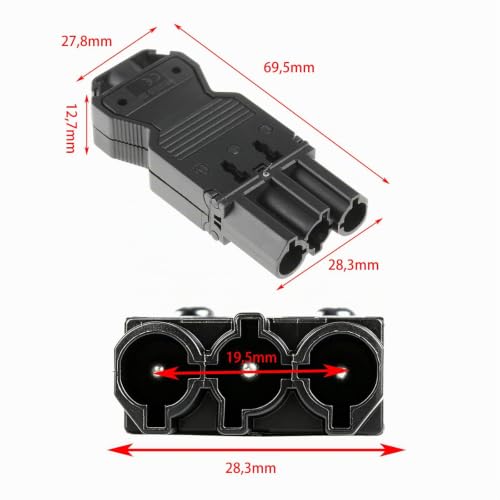 Powice GST18 feed plug, 2 pieces, Wieland plug compatible, GST18 power system plug for LED lighting, light strips and power distribution, Wieland socket alternative b