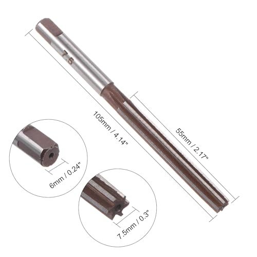 QUARKZMAN Hand Reamer 7.5mm Alloy Tool Steel H8 6 Straight Cutting Hand Router Bit Metric Reamer Drill Bit for Metal | 9SiCr Alloy Steel, For Metal Wood Hole Reaming, Cutting Tool
