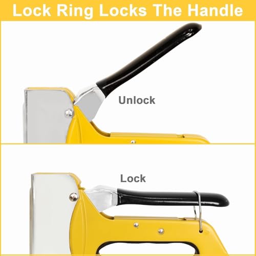 YEAHOME T50 Heavy Duty Staple Gun Kit, Upholstery Staple Gun with 6000 T50 Staples of 1/4, 3/8, 1/2 Inch, Manual Stapler Gun for Wood, Crafts, Wall, DIY & Professional Use Yellow, T50 Staple Gun, with 6000 Staples