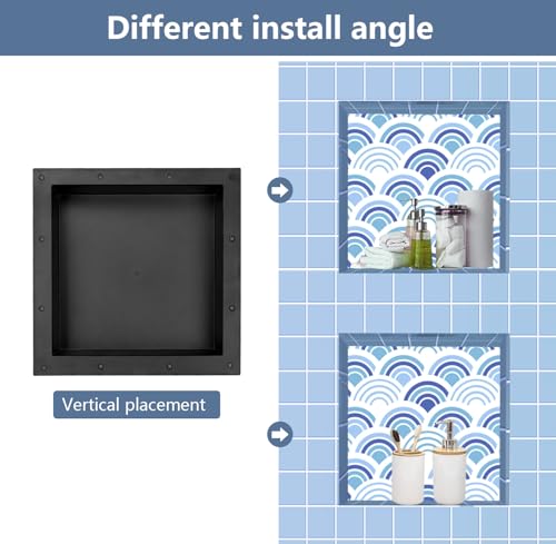 Uni-Green Ready Tile Shower Niche Shelf 17"x17"（Inside 14"x14"） With Texture - Single Shelf Shower Shelf Insert for Bathroom Niche Storage, Water and Leak Proof Wall Niche Insert