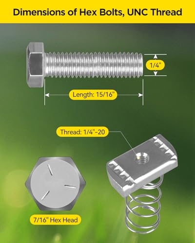 Spring Channel Nut and Bolt - 1/4" x 15/16" for 1-5/8" Strut Channel 16