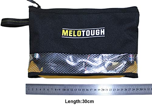 MELOTOUGH 2PACK Multi Tool Pouch Small Tool Bag Zipper Bag Zipper Pouches, Durable Storage Organizer Tote bag + 1 PACK Tool Holster Cordless Drill Holster Tool Hook