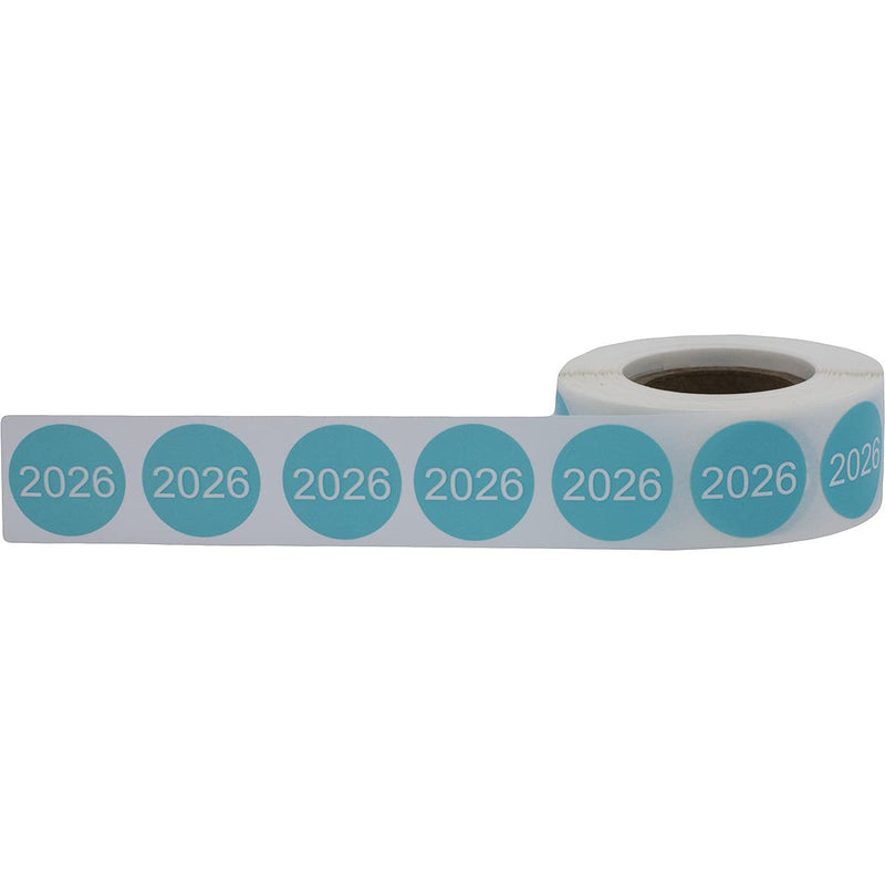 InStockLabels 2026 Year Stickers (Teal) - 0.75", 500 Round Stickers Per Roll Round Labels for File Folders, End of Year Organization, Office & Home Use Teal