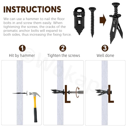 201PCS 100 Set Self-Drilling Anchors Kit, 4 Different Sizes Black Galvanized Expansion Screws Zinc Plated Carbon Steel Self Drilling Drywall Anchor No Drilling Required