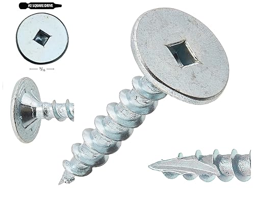 FastCap Professional PowerHead #10 Wood Screw, 1-1/4" Length, 9/16" Head, Self-Tapping, Zinc Coated, Square Drive, Type 17 Point. The Ultimate Strength & Holding Power. (200 Pieces)
