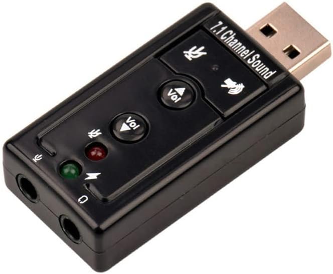 USB 2.0 Sound Card 7.1 3D External Audio Adapter Volume Control Function Keys Microphone Black for Computer Notebook Tablet PC Laptop