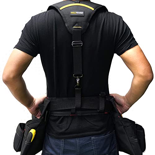 MELOTOUGH 1 PACK Tool Belt Suspender Durable Construction Suspender for Men + 2 PACK Tool Holster Cordless Drill Holster/Hook Single