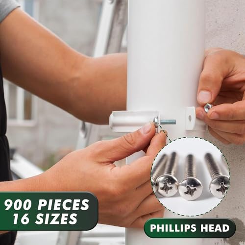 2-in-1 Set of 304 Stainless Steel Philips Pan Head (900Pcs) in 24 Sizes and Metric Head Nuts & Bolts (890Pcs) Assortment Kit in 30 Sizes with Washers
