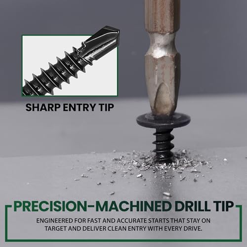 450 Pcs Self Drilling Screws Kit, 410 Stainless Steel, Black 450 Pcs Truss Head