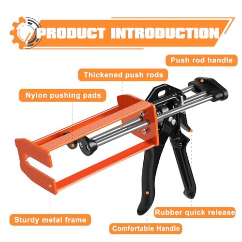 Epoxy Gun Dual Cartridge 200 ml / 215 ml (1:1 & 2:1), Manual 2 Part Epoxy Gun for Panel Bonding Adhesive, Fillers, Structural Epoxy, Plastic & Fiberglass Repair 200ML/215ML(1:1&2:1)