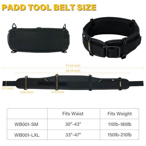 MELOTOUGH Padded Tool Belt,with 4 Suspenders Rings and 4 Hang Rings,Tool Belt Pouches with Belt Clip Utility Mini Tool Organizer Pouch for Electrician,Carpenter,Construction,Technician (Brown)