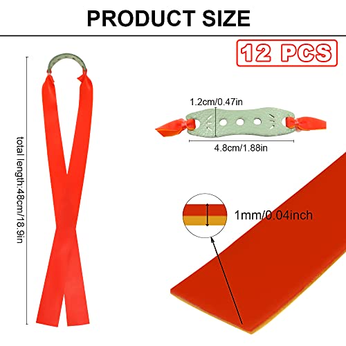 Pack of 12 1.0 mm Slingshot Rubber Replacement Rubber Bands, Red Flat Slingshot Rubber, Slingshot Professional for Hunting, Slingshot Rubber Bands