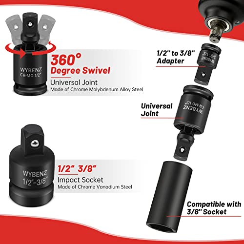 11PCS Impact Socket Adapter & Reducer Set 1/4" 1/2" 3/8" 3/4" Adapter 11 Pcs
