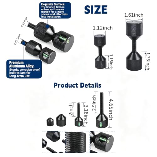 4 Pcs Two Hole Pins Detachable Pin Set with Built-in Level ,Aluminum Flange Alignment Pins, 1-1/8" & 1-5/8" Diameter, Fitting Tools for Pipe Welding (Black)