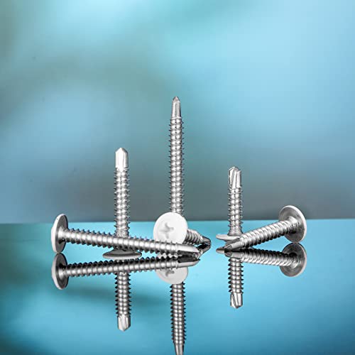 Peryiter 480 Pcs White Self Tapping Screws for Metal White Thread Truss Head Screws 8 Fast Self Drilling Sheet for Wire Lath to Metal Studs, Wood Work, 4 Sizes