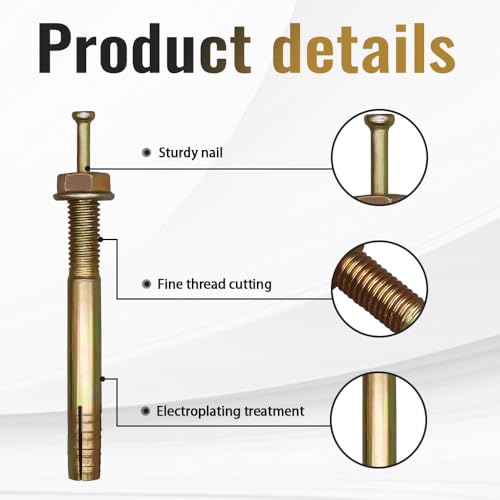 Hammer Drive Pin Anchor,3/8”x3-1/2” Strike Anchor for Cement,20Pcs 3/8"x3-1/2"
