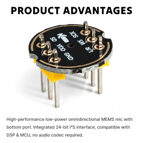 3pcs INMP441 ESP32 Microphone, Omnidirectional Sensor Module with I2S Interface, Digital Microphone Module ESP32 Compatible, MEMS Audio Module for Arduino Projects High Precision Low