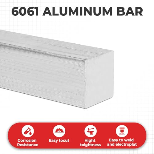 6061 Aluminum Flat Bar, 1" x 1" x 12" Rectangle Aluminum Bar Stock, T6511 Solid Mill Stock for Industrial Building, DIY Projects, Metal Crafting and Fabrication（3 Pcs ） 1" x 1" x 12" 3