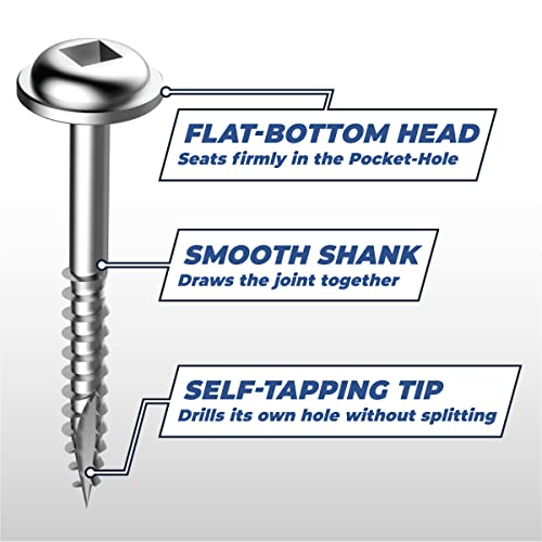 Kreg Zinc Pocket-Hole Screws - SML-F150-500 - 1-1/2 Inch - Fine Thread - Maxi-Loc Head - Indoor - 500 Count
