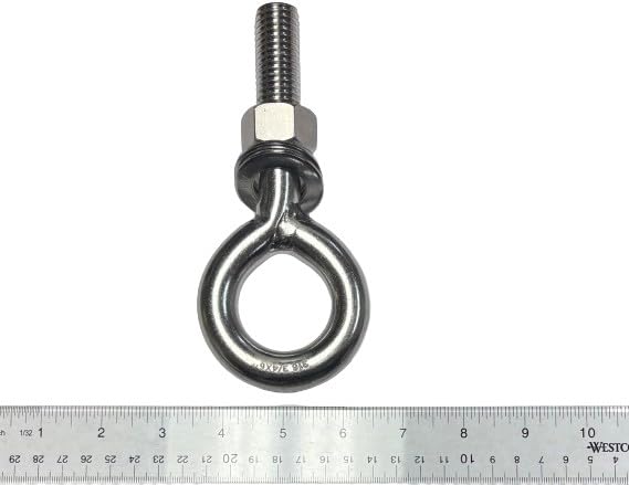 US STAINLESS Stainless Steel 316 Eye Bolt 3/4" x 6" UNC Short Thread Marine Grade Pitch of 10