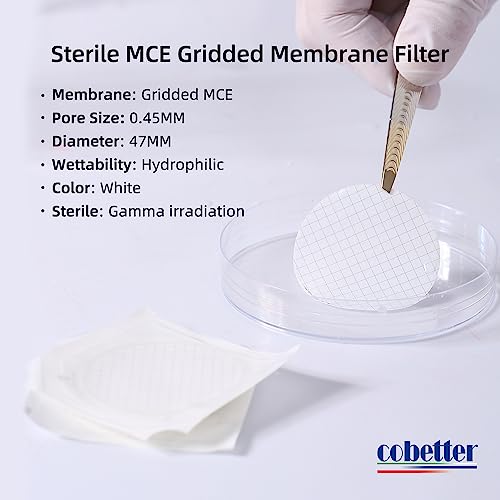 1 pcs/Pack Filter Holder Polypropylene Reusable + 100 Pack MCE Gridded Membrane Filter Sterile