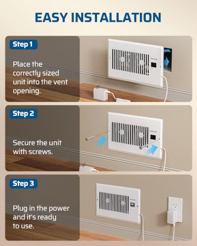 DEWENWILS 6'' x 10'' Quiet Register Booster Fan，5-Speed Vent Fan Booster White 6" x 10"