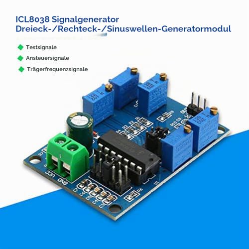 Signal Generator Module ICL8038 Medium Low Frequency Signal Source 10Hz-450KHz Triangle Rectangle Wave Triple Signal Generator Module with Dupont Cable