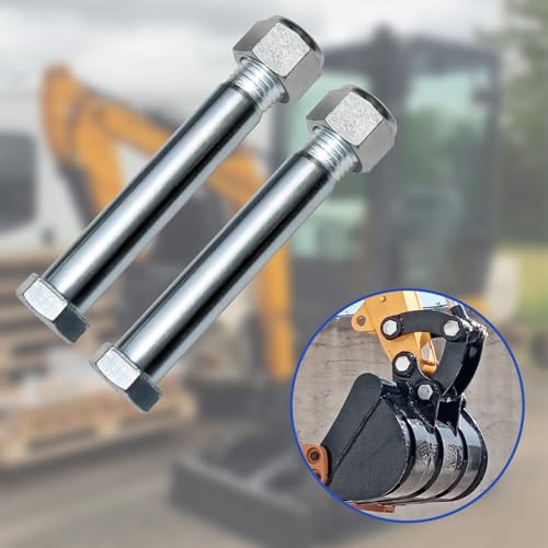 Mini Excavator Pins 25mm/0.98in with Self-Locking Nut, High-Strength Manganese Steel Link Pins for Bucket Attachments (2-Pack) - Compatible with Small Diggers & Backhoe Accessories 2 PCS
