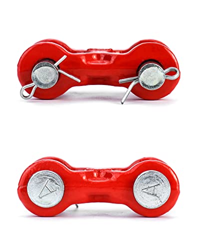 QWORK 3/8 Inches Twin Clevis Safety Chain Repair Links, 4 Pack Trailer Tie Down Links, Industrial Grade Heavy Duty Material - 6,600 LBS. Capacity 6600lbs