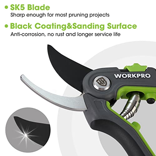 WORKPRO 8’’ Bypass Pruning Shears & WORKPRO Hori Hori Garden Knife, Stainless Steel Blade, Ideal for Weeding, Planting, Digging
