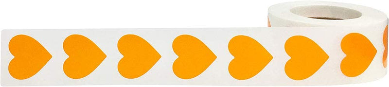 Orange Heart Stickers Valentine's Day Crafting Scrapbooking 0.75 Inch 500 Adhesive Stickers Orange