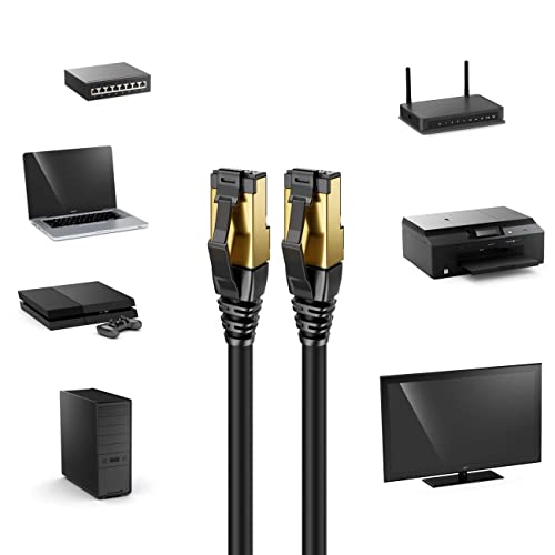 deleyCON 2 m CAT8.1 Patch Cable RJ45 S/FTP 40 Gbit, Pack of 5 - Black | Network Cable Data Cable, PIMF 2000 MHz, LAN DSL Cable, CAT.8 Ethernet Cable, RJ45 Connector 5 x 2 m