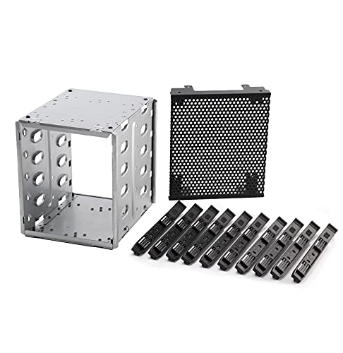 Hard Drive Rack, 5X3.5inch SATA SAS HDD Hard Drive Cage Adapter Rack Bracket for Hard Drive Internal Mounting Adapter Hard Driver Tray with Fan Space for Computer