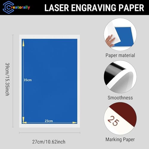 ATOMSTACK Laser Engraving and Marking Paper, 12 Pieces Marking Paper Laser Engraving Paper for Fibreglass Marking and Engraving, Laser Engraving on Metal, Ceramic, 27 x 39 cm