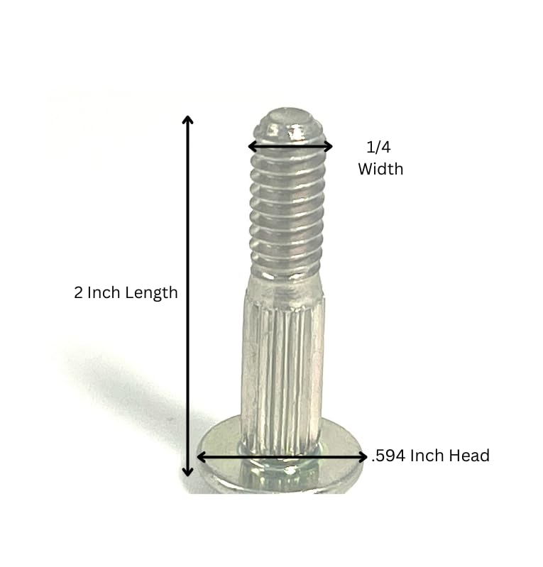 Quantity 100 of 1/4" Diameter -20 x 2 Inches Long Carriage Bolt & Nut Kit Knureld Ribbed Shaft & Integrated Star Locking Nut for Wood Hinge Repair Door Fence Grade 5