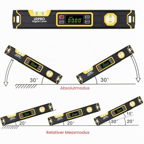 Inclinometer, Digital Torpedo Level and Protractor Neodymium V-Groove Magnets Bright LCD Display Smart Level IP54 Dust/Waterproof