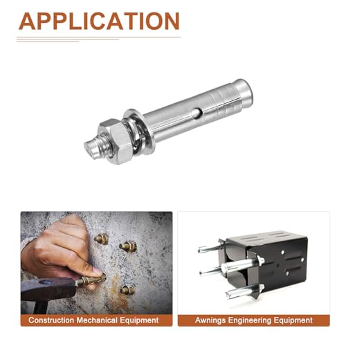 DTGN M8 x 60 Expansion Bolts - 50Pack- Good for Concrete Dry Brick Block Walls - 304 Stainless Steel - Silver 50