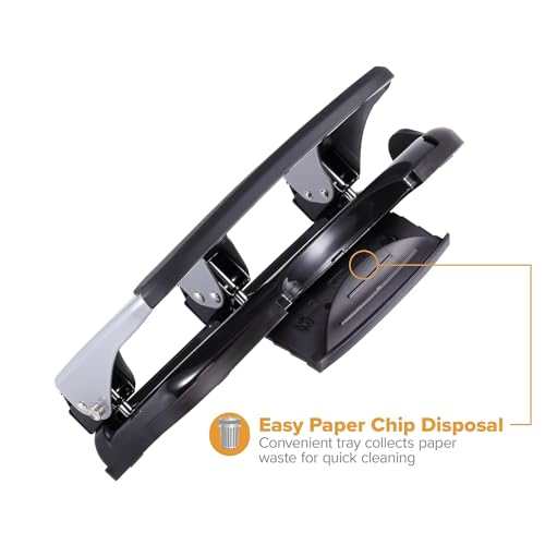 Bostitch Office EZ Squeeze Heavy Duty 3-Hole Punch for Home Office & School, 40-Sheet Capacity, One-Touch Reduced Force, Sleek Silver Design