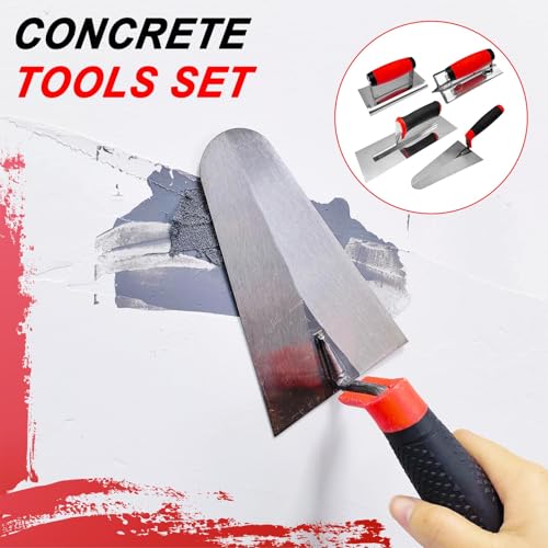 4 PCS Concrete Tool Set, Finishing & Gauging Trowel, Edger Groover Concrete Tool Set, 4 Pcs