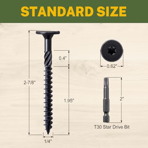 LIONMAX Structural Wood Lag Screws #14 x 2-7/8 Inch, 100PCS, Black #14 x 2-7/8" 100