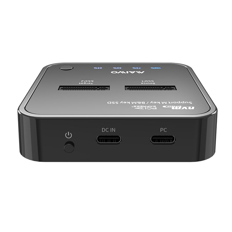 MAIWO M.2 NVMe SSD Cloner Duplicator, 10Gbps USB C 3.1 GEN2 to M Key M.2 PCIE NVMe SSD Adapter Dual Bay Enclosure Docking Station Reader, 16TB Capacity M.2 NVMe 2 Bay (Clone)