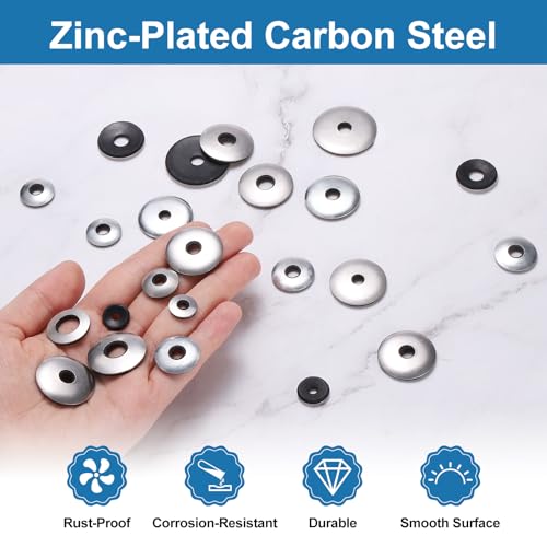 uxcell 200Pcs 7/32" x1-3/16 Sealing Washers for Screws Bolts, Silver&Black 7/32" x 1-3/16" 200