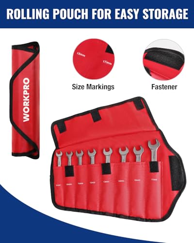 WORKPRO 8-piece Ratcheting Combination Wrench Set, SAE & Nickel Plating