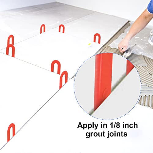 DGSL Tile Leveling System Tile Spacers 1/8 Inch, 300 pieces Horseshoe Shim U Shape Plastic Tile Leveling Clips for Various Types of Tile Leveling 1/8*300 Red