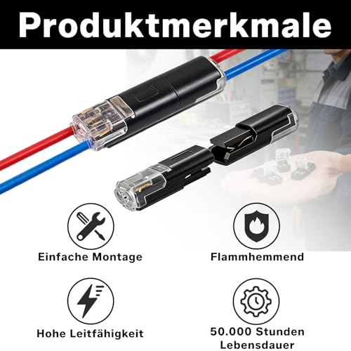 Pack of 30 2 Pin 18-22AWG Cable Connector D Fast Connection | No soldering, waterproof cable connector, 2 pin, connector for car, LED, motorcycle, mobile home, 12/24 V applications d small 2 pin (30)