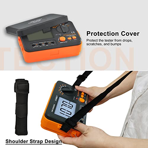Digital Insulation Resistance Tester, Megohmmeter Ohm Meter YF-VC60B+, Voltage Tester 250/500/1000V, Megohm Meter with Backlight LCD Display, Data Hold YF-T6-VC60B