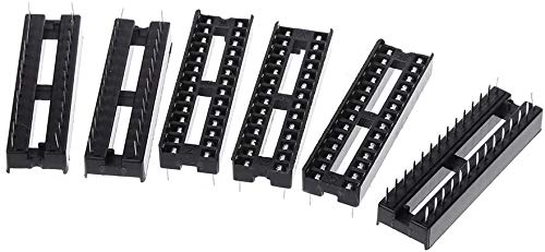 DollaTek 66pcs Dip IC Female Adapter Solder Socket Kit 6/8/14/16/18/20/24/28 Pins