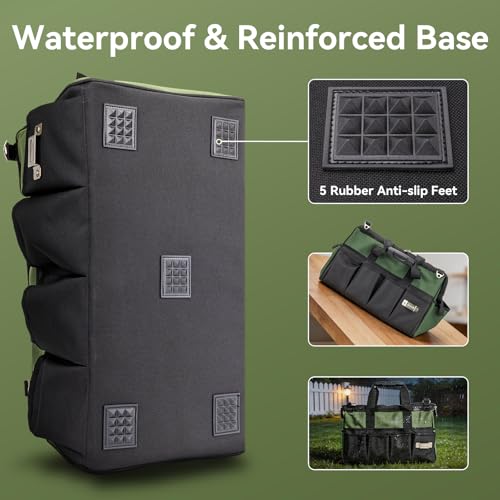 Tool Bag 16 Inch, 18 Pockets Soft Tool Box Organizer, Green